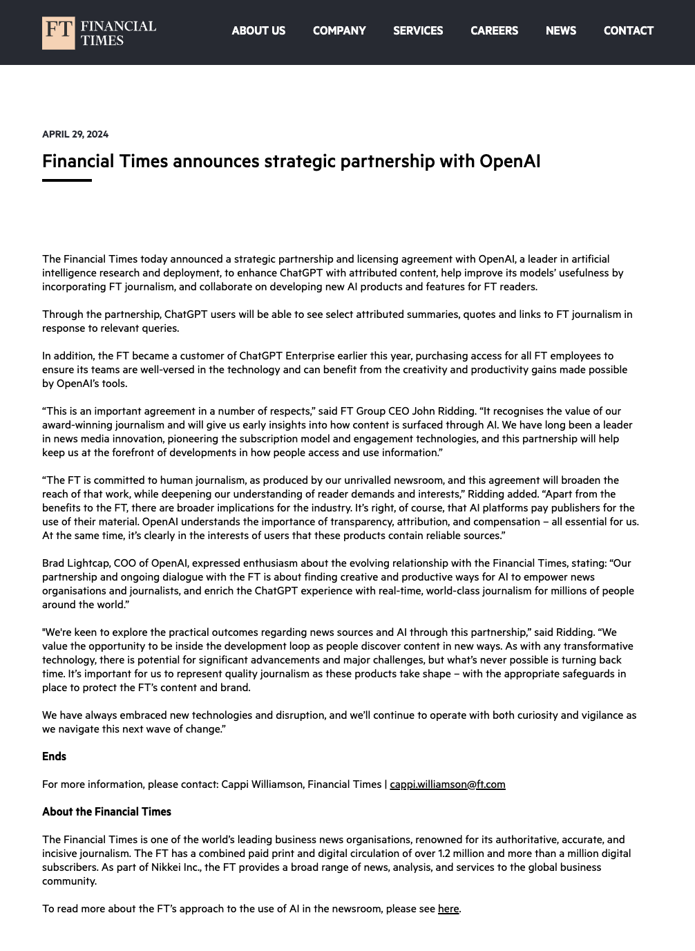 刚刚，英国《金融时报》宣布与 OpenAI 达成战略合作！盘点 2024 年 AI 创作与版权发展趋势