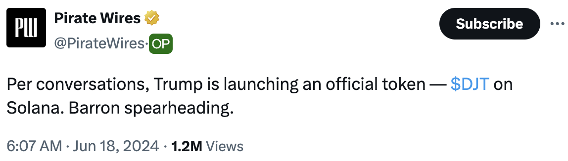 市值一度超过TRUMP,DJT到底是不是特朗普发的?插图 市值一度超过TRUMP,DJT到底是不是特朗普发的?